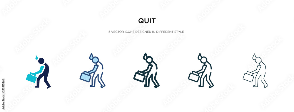 Poster quit icon in different style vector illustration. two colored and black quit vector icons designed i