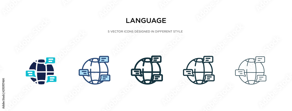 Poster language icon in different style vector illustration. two colored and black language vector icons de