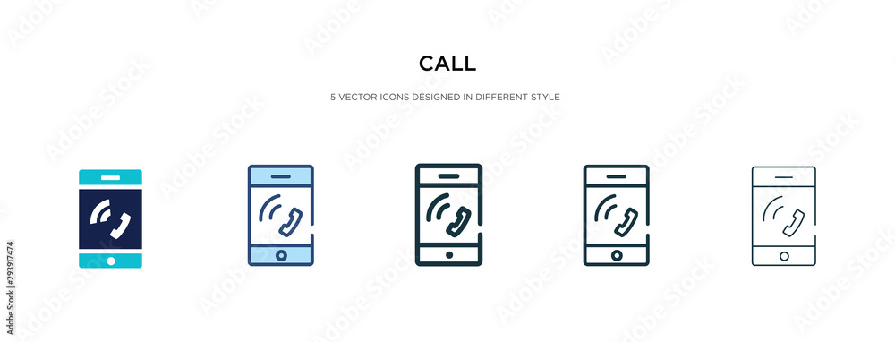 Poster call icon in different style vector illustration. two colored and black call vector icons designed i