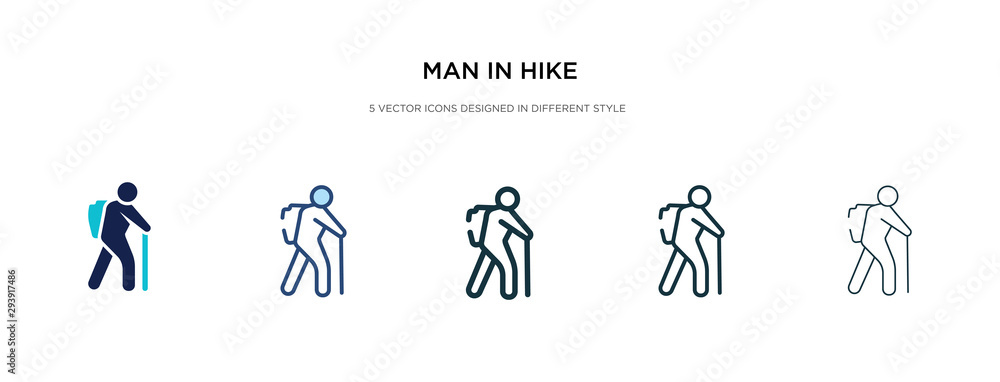 Poster man in hike icon in different style vector illustration. two colored and black man in hike vector ic
