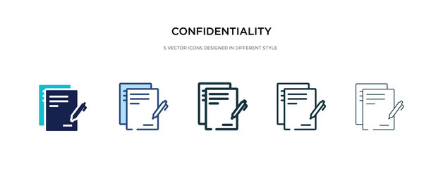 confidentiality agreement icon in different style vector illustration. two colored and black confidentiality agreement vector icons designed in filled, outline, line and stroke style can be used for