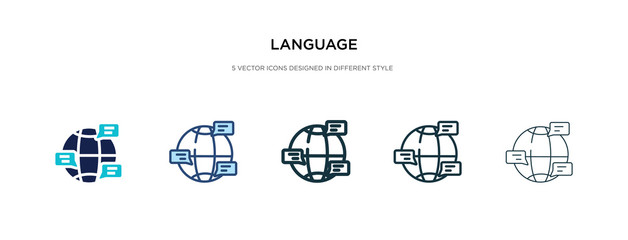 language icon in different style vector illustration. two colored and black language vector icons designed in filled, outline, line and stroke style can be used for web, mobile, ui