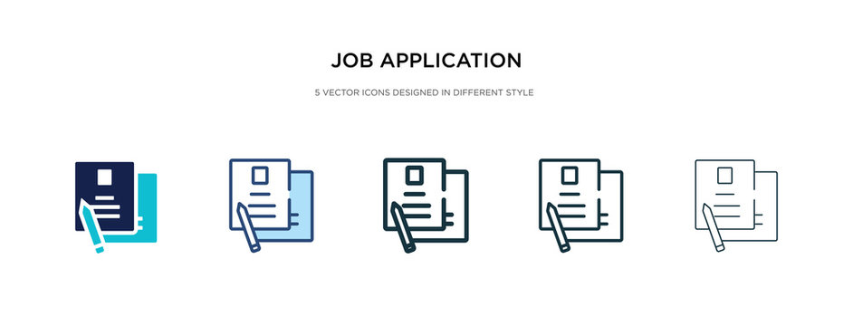 job application icon in different style vector illustration. two colored and black job application vector icons designed in filled, outline, line and stroke style can be used for web, mobile, ui