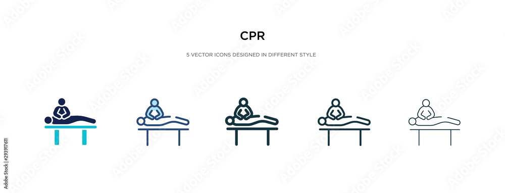Poster cpr icon in different style vector illustration. two colored and black cpr vector icons designed in 