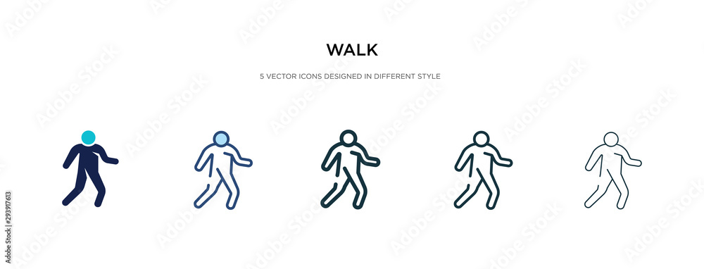 Poster walk icon in different style vector illustration. two colored and black walk vector icons designed i