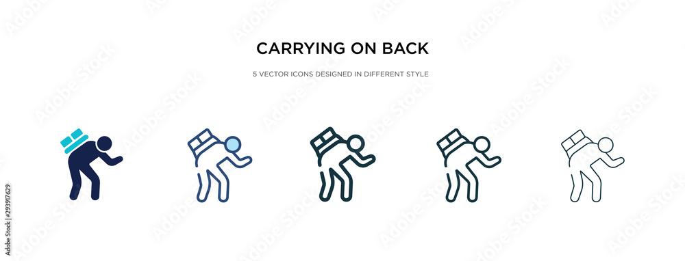 Poster carrying on back icon in different style vector illustration. two colored and black carrying on back
