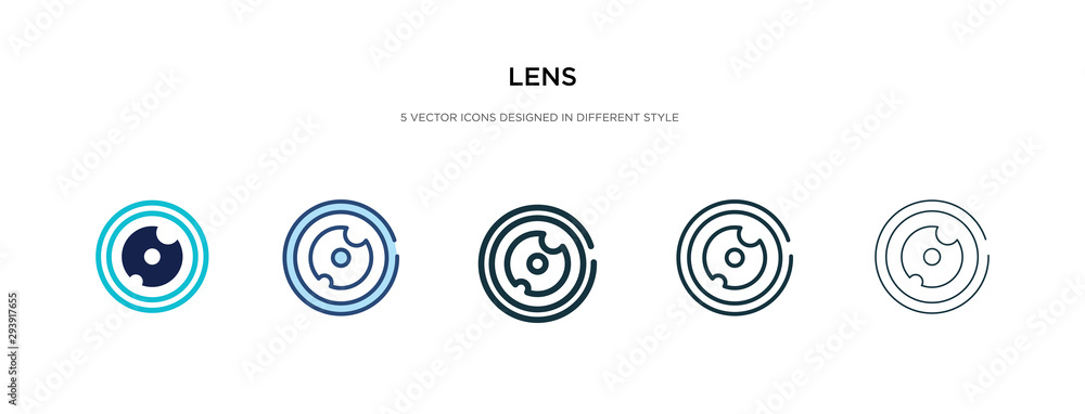 Poster lens icon in different style vector illustration. two colored and black lens vector icons designed i