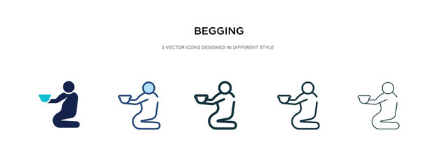 begging icon in different style vector illustration. two colored and black begging vector icons designed in filled, outline, line and stroke style can be used for web, mobile, ui