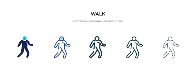 walk icon in different style vector illustration. two colored and black walk vector icons designed in filled, outline, line and stroke style can be used for web, mobile, ui