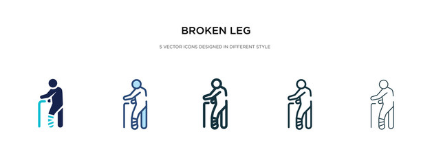 broken leg icon in different style vector illustration. two colored and black broken leg vector icons designed in filled, outline, line and stroke style can be used for web, mobile, ui