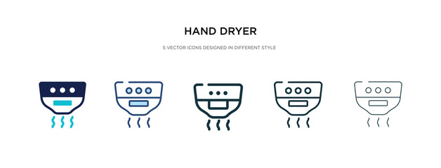 hand dryer icon in different style vector illustration. two colored and black hand dryer vector icons designed in filled, outline, line and stroke style can be used for web, mobile, ui