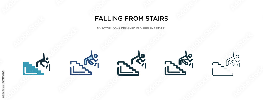 Aufkleber falling from stairs icon in different style vector illustration. two colored and black falling from 
