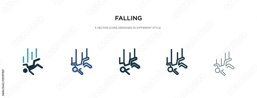 Poster falling icon in different style vector illustration. two colored and black falling vector icons desi