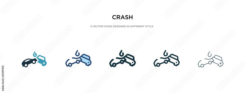 Aufkleber crash icon in different style vector illustration. two colored and black crash vector icons designed