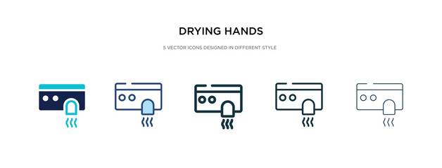 drying hands icon in different style vector illustration. two colored and black drying hands vector icons designed in filled, outline, line and stroke style can be used for web, mobile, ui