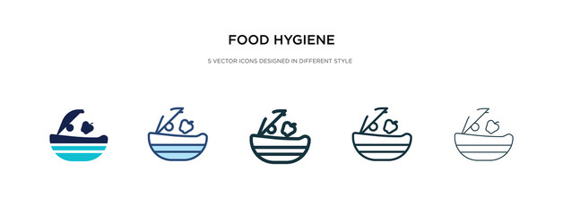 food hygiene icon in different style vector illustration. two colored and black food hygiene vector icons designed in filled, outline, line and stroke style can be used for web, mobile, ui