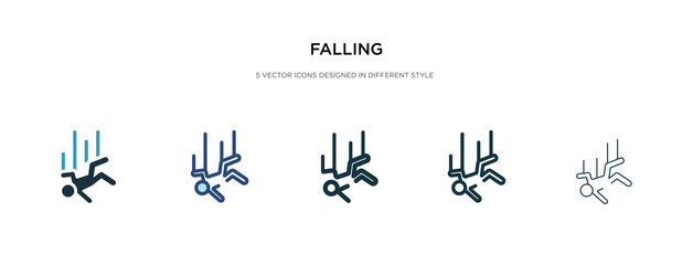 falling icon in different style vector illustration. two colored and black falling vector icons designed in filled, outline, line and stroke style can be used for web, mobile, ui