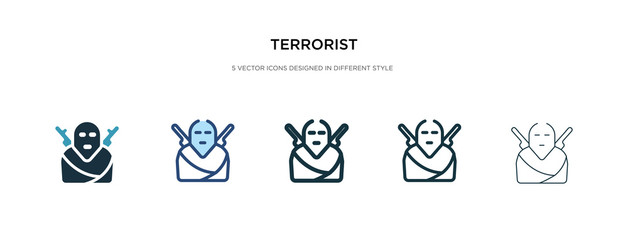 terrorist icon in different style vector illustration. two colored and black terrorist vector icons designed in filled, outline, line and stroke style can be used for web, mobile, ui