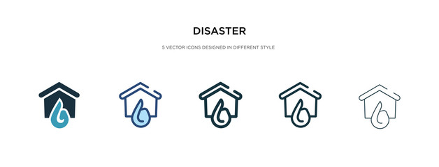 disaster icon in different style vector illustration. two colored and black disaster vector icons designed in filled, outline, line and stroke style can be used for web, mobile, ui