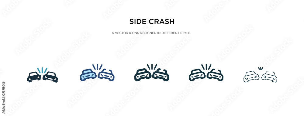 Poster side crash icon in different style vector illustration. two colored and black side crash vector icon