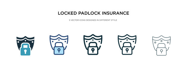 locked padlock insurance icon in different style vector illustration. two colored and black locked padlock insurance vector icons designed in filled, outline, line and stroke style can be used for