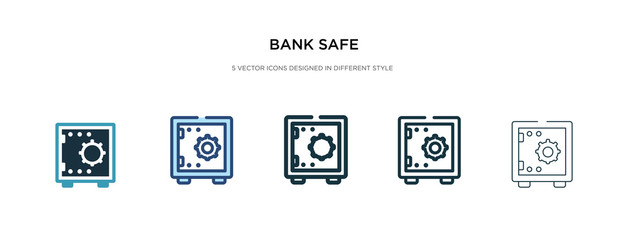 bank safe icon in different style vector illustration. two colored and black bank safe vector icons designed in filled, outline, line and stroke style can be used for web, mobile, ui - obrazy, fototapety, plakaty