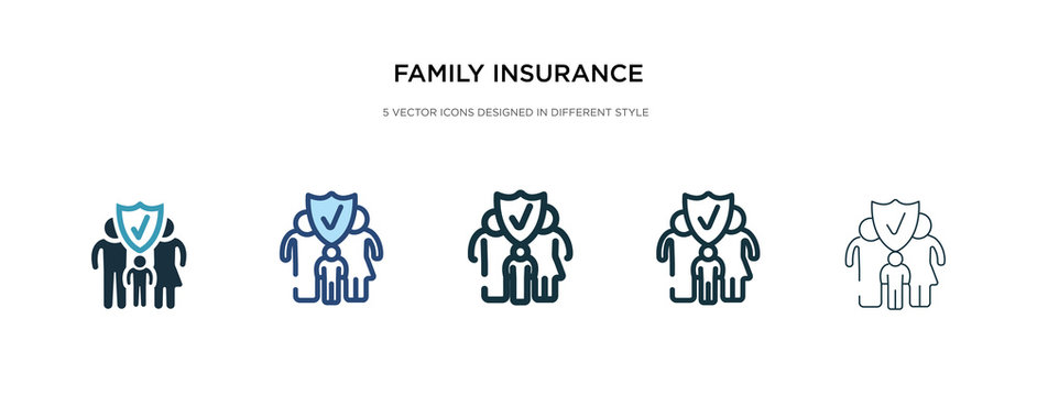 family insurance icon in different style vector illustration. two colored and black family insurance vector icons designed in filled, outline, line and stroke style can be used for web, mobile, ui