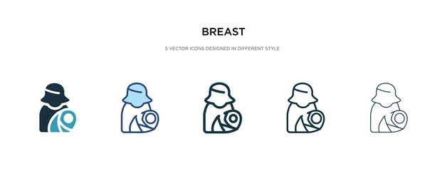 breast icon in different style vector illustration. two colored and black breast vector icons designed in filled, outline, line and stroke style can be used for web, mobile, ui