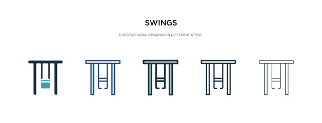 swings icon in different style vector illustration. two colored and black swings vector icons designed in filled, outline, line and stroke style can be used for web, mobile, ui