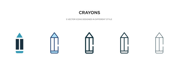 crayons icon in different style vector illustration. two colored and black crayons vector icons designed in filled, outline, line and stroke style can be used for web, mobile, ui