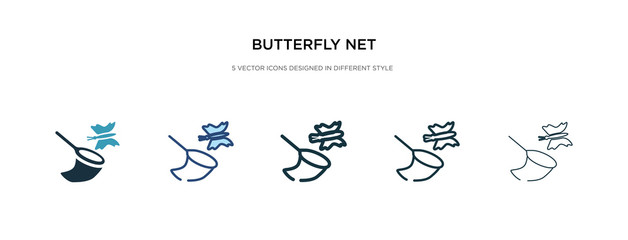 butterfly net icon in different style vector illustration. two colored and black butterfly net vector icons designed in filled, outline, line and stroke style can be used for web, mobile, ui