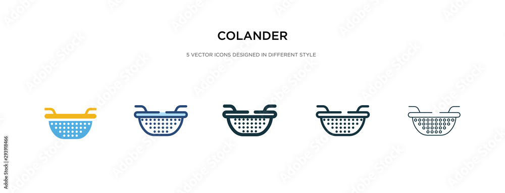 Poster colander icon in different style vector illustration. two colored and black colander vector icons de