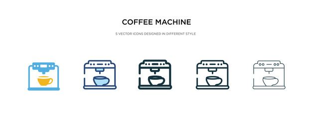 coffee machine icon in different style vector illustration. two colored and black coffee machine vector icons designed in filled, outline, line and stroke style can be used for web, mobile, ui