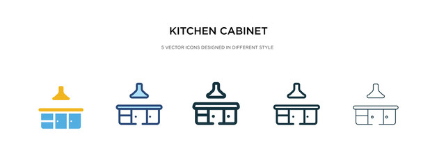 kitchen cabinet icon in different style vector illustration. two colored and black kitchen cabinet vector icons designed in filled, outline, line and stroke style can be used for web, mobile, ui