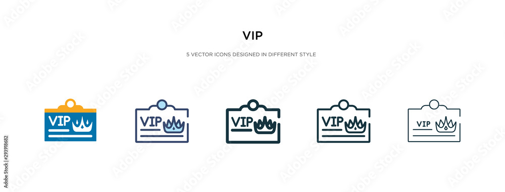 Poster vip icon in different style vector illustration. two colored and black vip vector icons designed in 