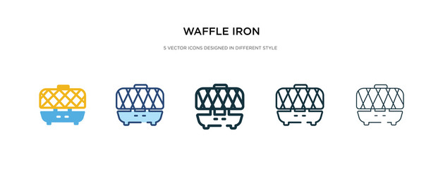waffle iron icon in different style vector illustration. two colored and black waffle iron vector icons designed in filled, outline, line and stroke style can be used for web, mobile, ui