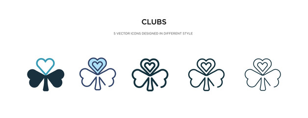 clubs icon in different style vector illustration. two colored and black clubs vector icons designed in filled, outline, line and stroke style can be used for web, mobile, ui