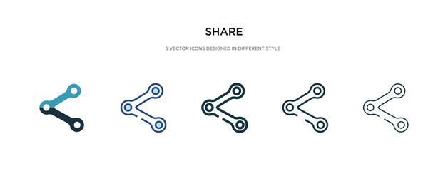 share icon in different style vector illustration. two colored and black share vector icons designed in filled, outline, line and stroke style can be used for web, mobile, ui