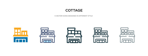 Fototapeta na wymiar cottage icon in different style vector illustration. two colored and black cottage vector icons designed in filled, outline, line and stroke style can be used for web, mobile, ui