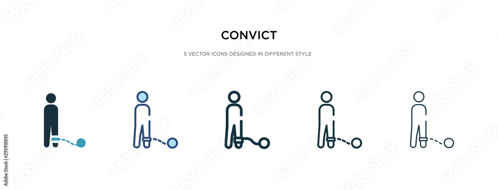 Poster convict icon in different style vector illustration. two colored and black convict vector icons desi