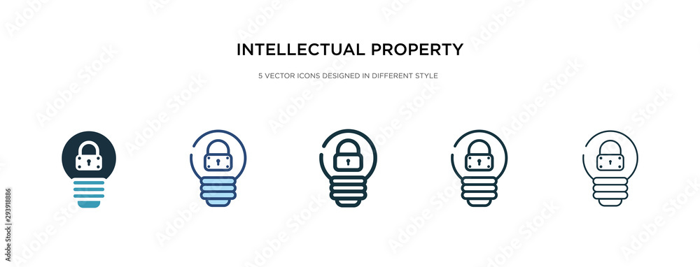 Poster intellectual property icon in different style vector illustration. two colored and black intellectua