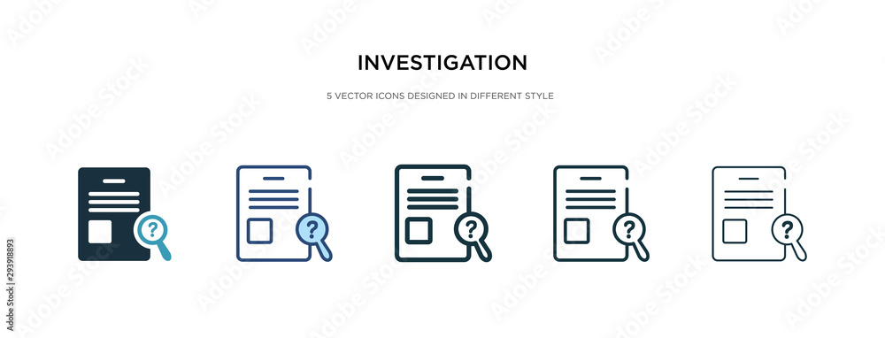 Poster investigation icon in different style vector illustration. two colored and black investigation vecto