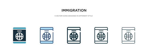 immigration icon in different style vector illustration. two colored and black immigration vector icons designed in filled, outline, line and stroke style can be used for web, mobile, ui