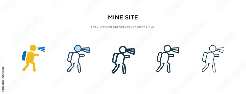 Poster mine site icon in different style vector illustration. two colored and black mine site vector icons 