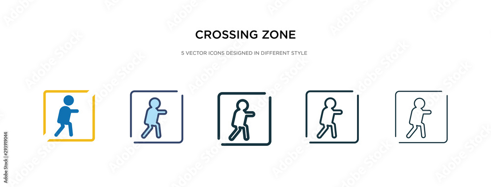 Poster crossing zone icon in different style vector illustration. two colored and black crossing zone vecto