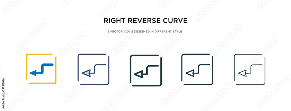 Poster right reverse curve icon in different style vector illustration. two colored and black right reverse