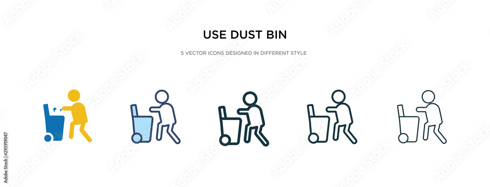 Poster use dust bin icon in different style vector illustration. two colored and black use dust bin vector 