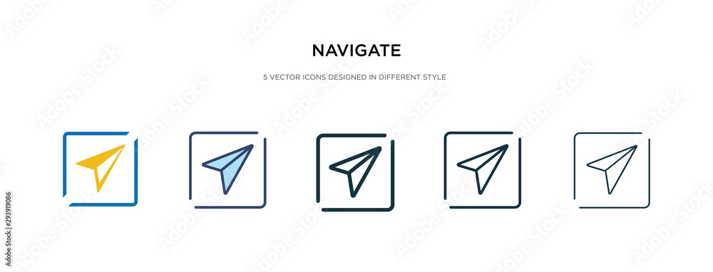 Poster navigate icon in different style vector illustration. two colored and black navigate vector icons de