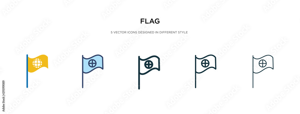 Poster flag icon in different style vector illustration. two colored and black flag vector icons designed i