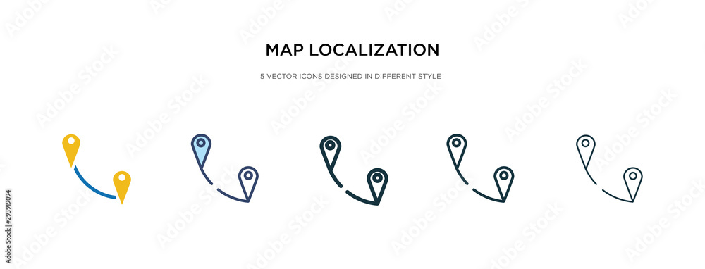 Poster map localization icon in different style vector illustration. two colored and black map localization